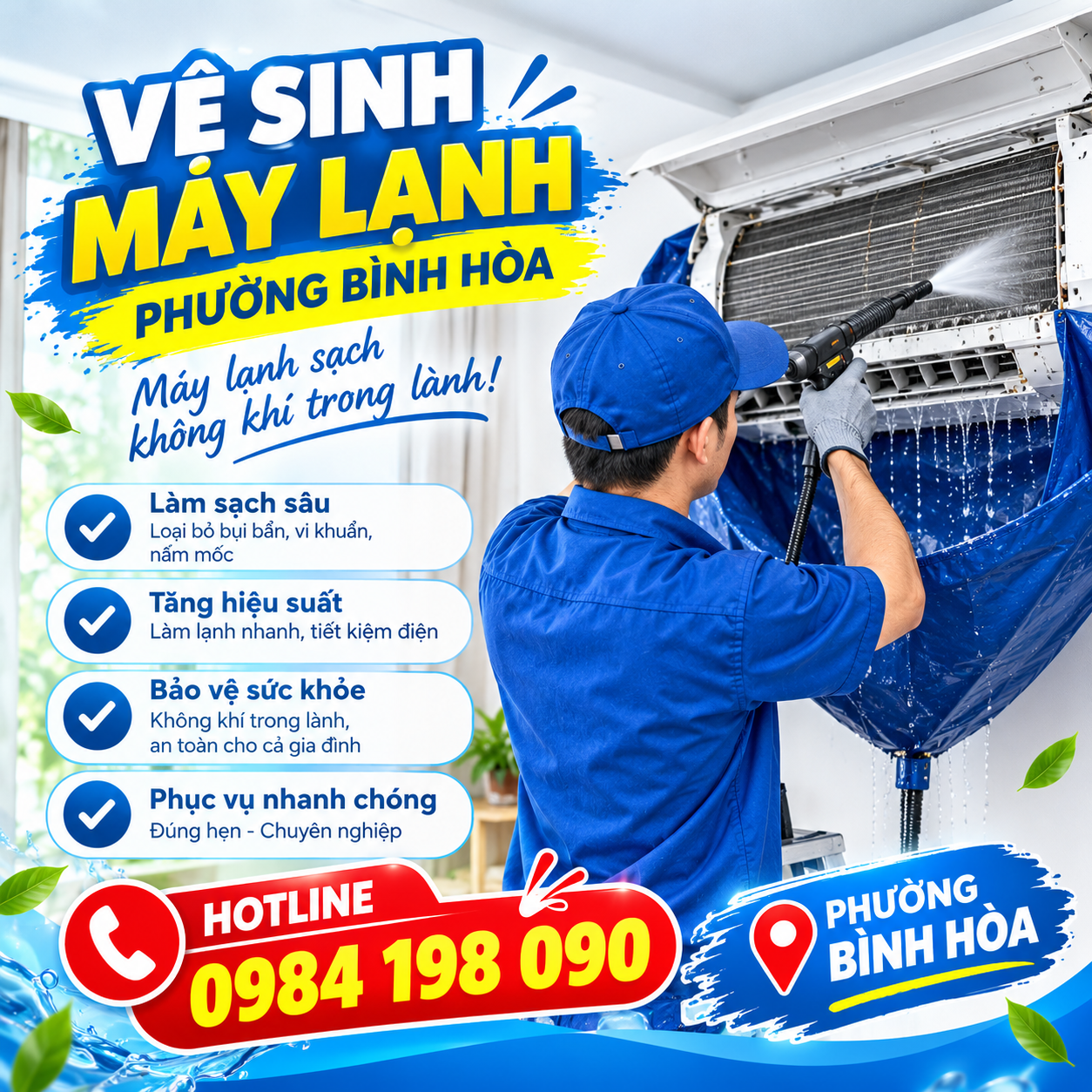 vệ sinh máy lạnh bình hòa
