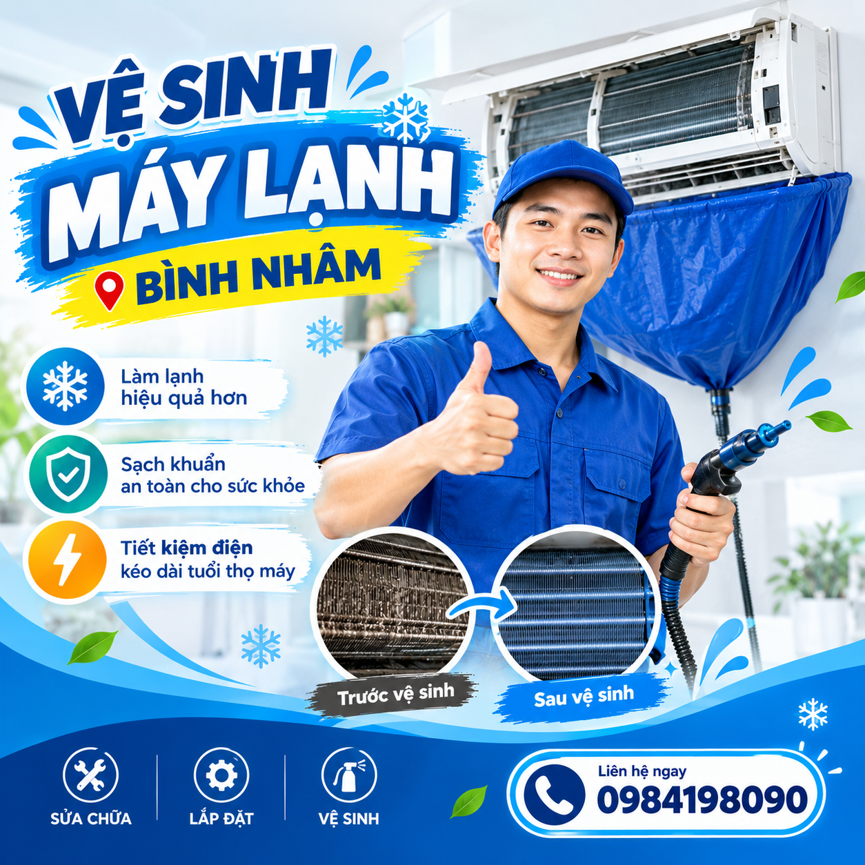 vệ sinh máy lạnh bình nhâm thuận an