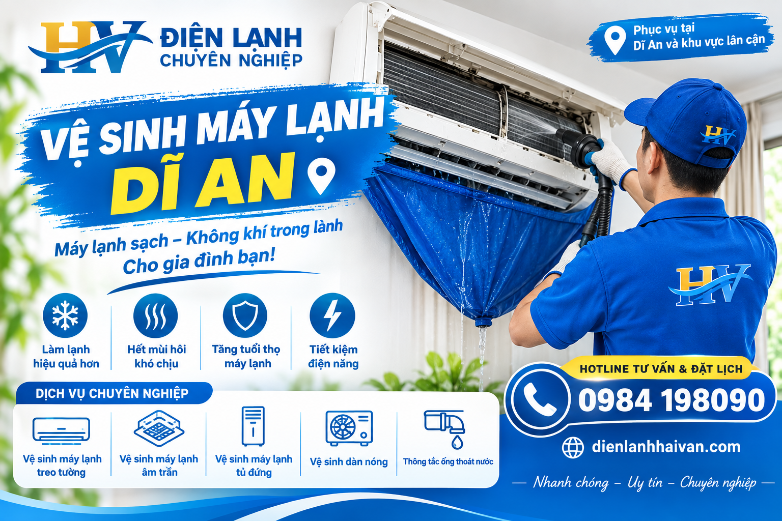 thợ vệ sinh máy lạnh dĩ an bình dương